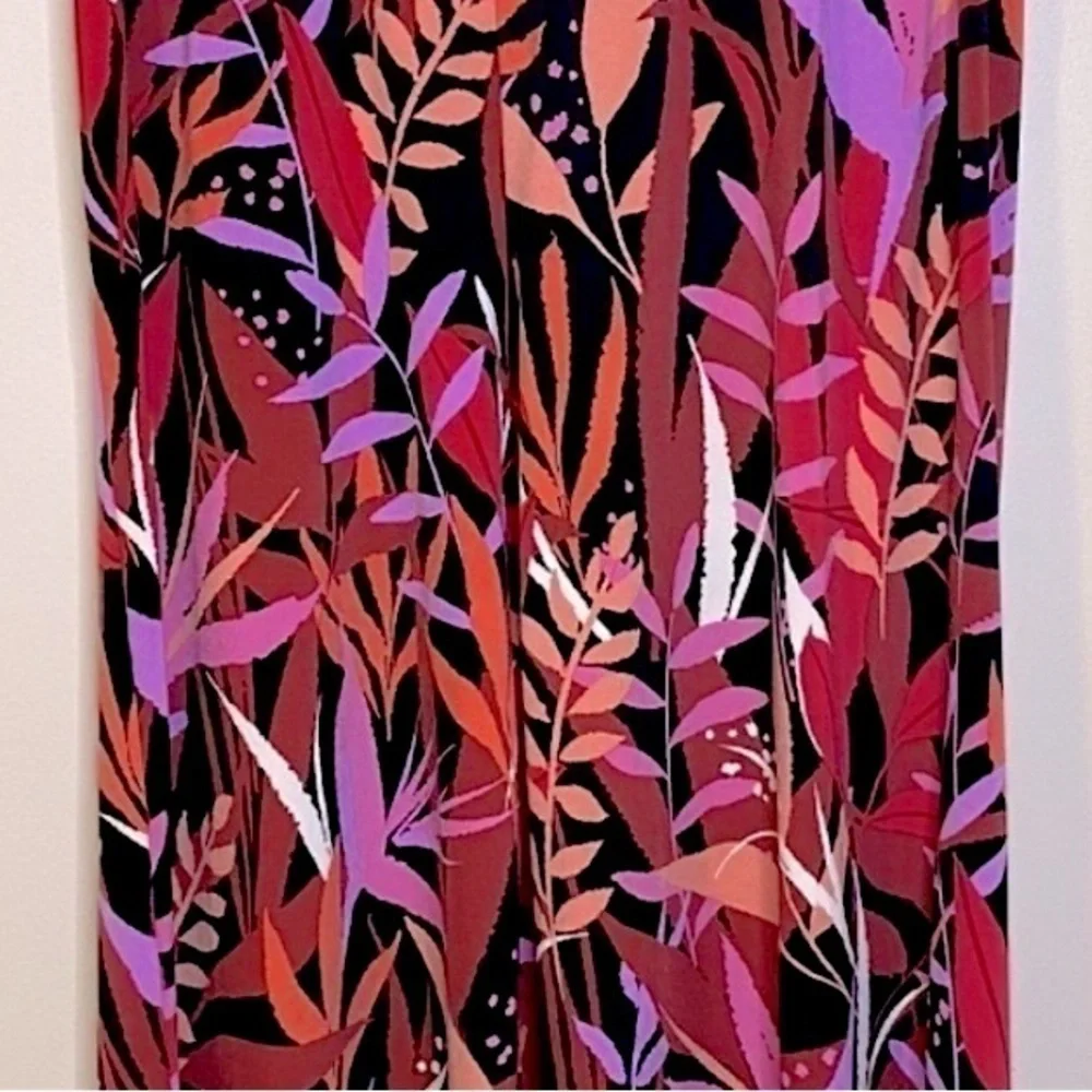 NEW Bob Mackie Wide Leg Crop Pants Tropical Paradise Print Size X-Small